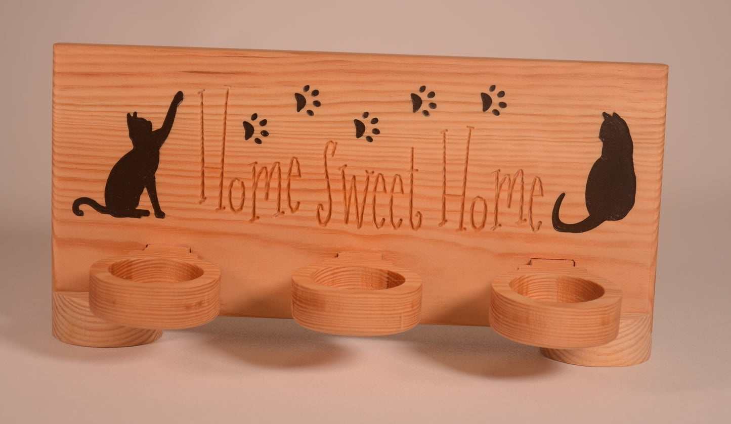 Cat Design Wooden Tea Light