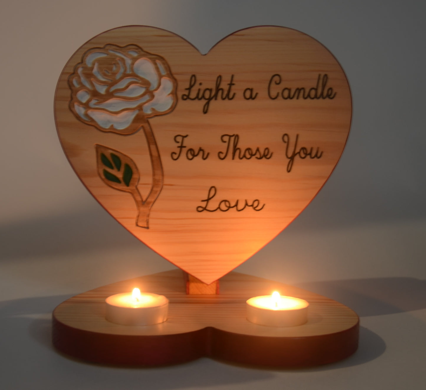 Wooden Rose Engraved Tea Light