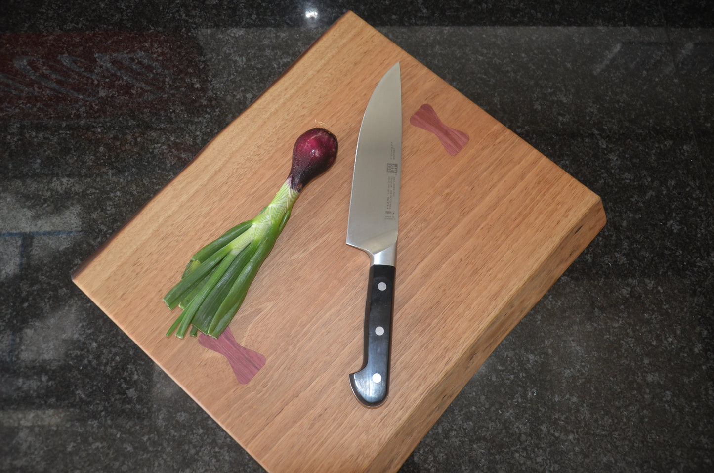 Walnut with Purple Heart Bow Tie Chopping Board