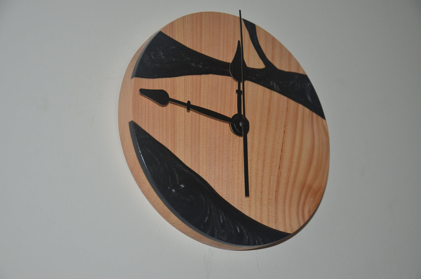Black Resin and Elm Wood Clock