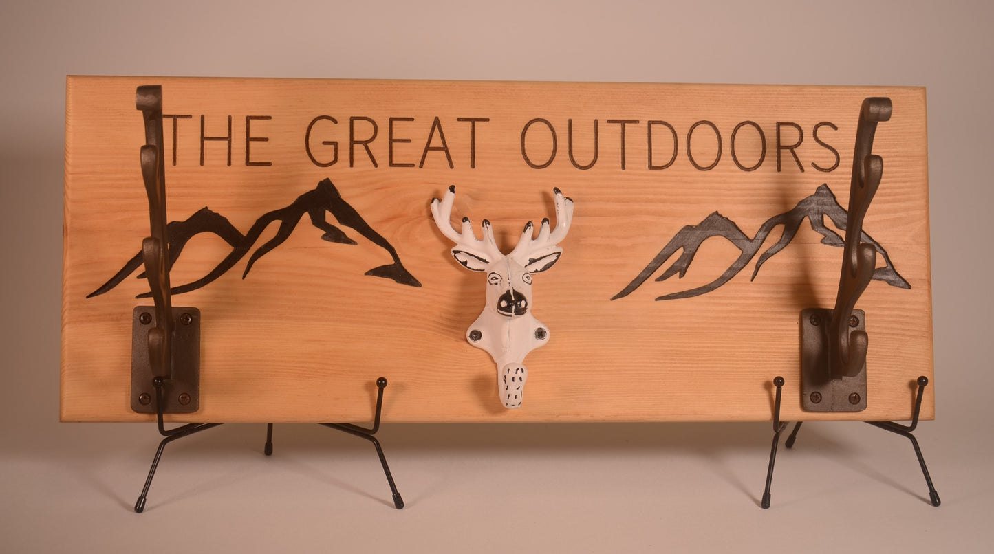 Reindeer Design Wooden Coat Rack