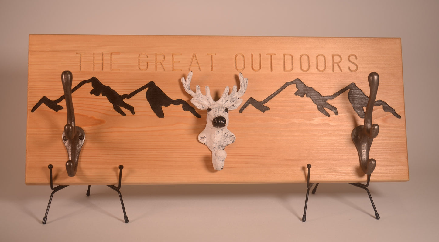 Reindeer Design Wooden Coat Rack