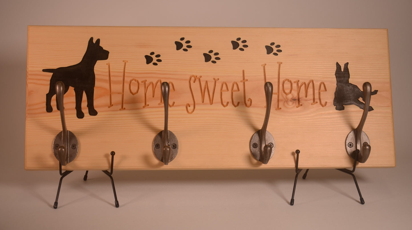 Dog Design Wooden Coat Rack