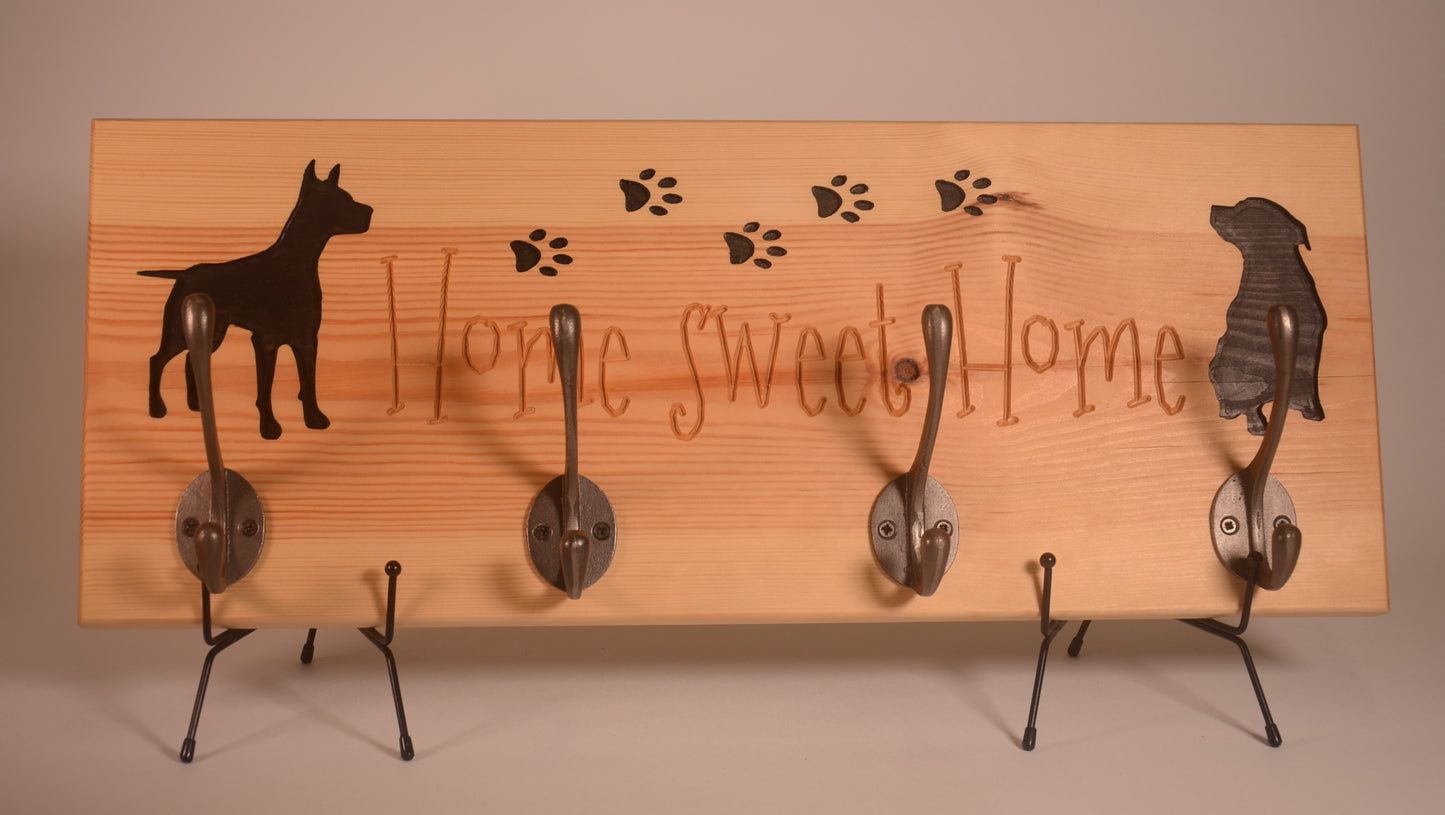 Dog Design Wooden Coat Rack