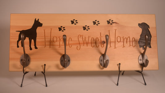 Dog Design Wooden Coat Rack