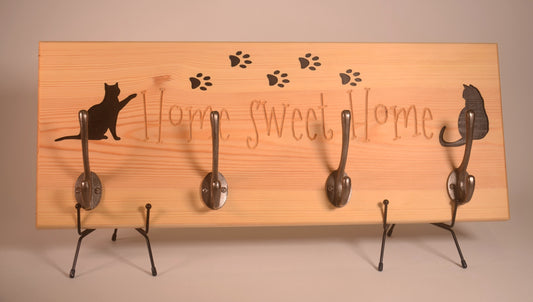 Cat Design Wooden Coat Rack