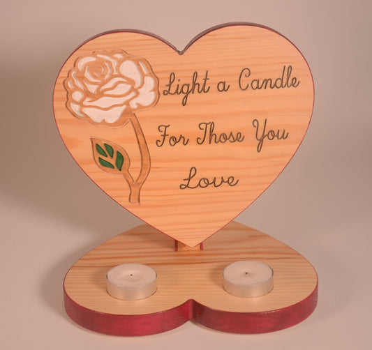 Wooden Rose Engraved Tea Light