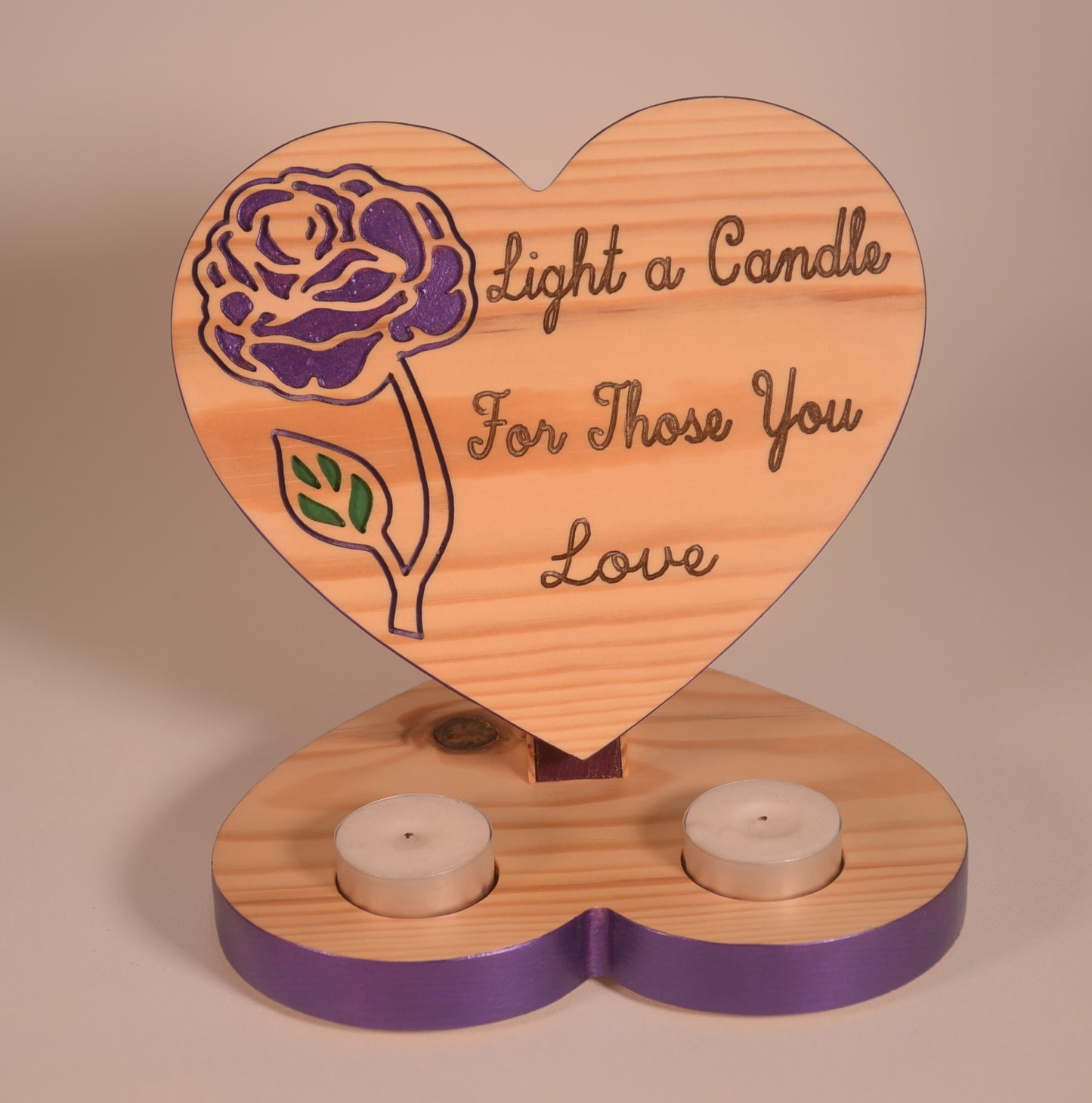 Wooden Rose Engraved Tea Light