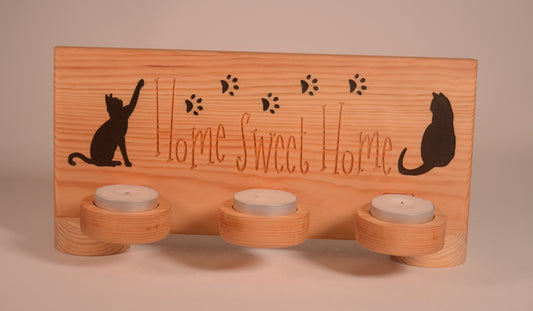 Cat Design Wooden Tea Light