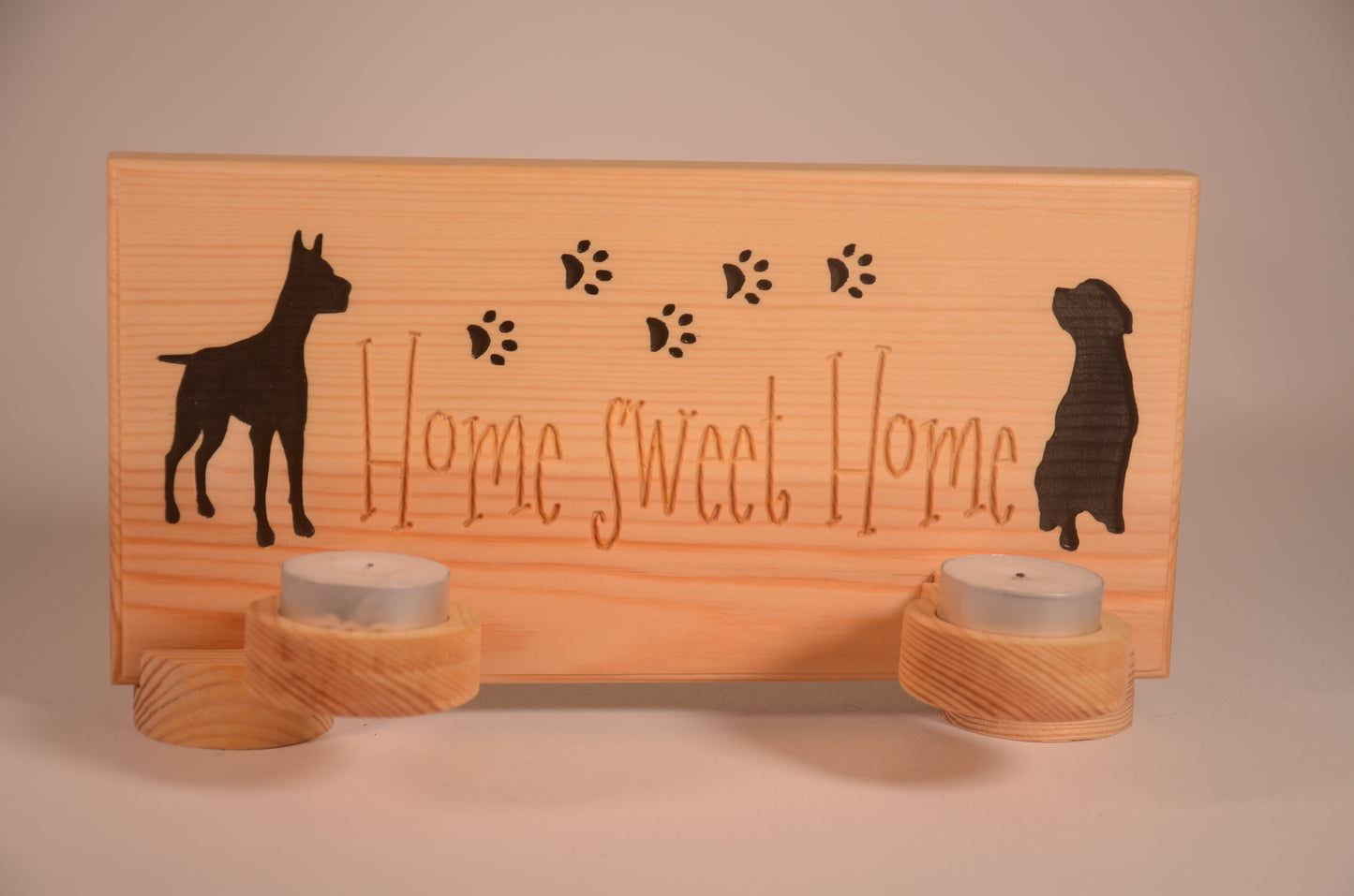 Dog Design Wooden Tea Light