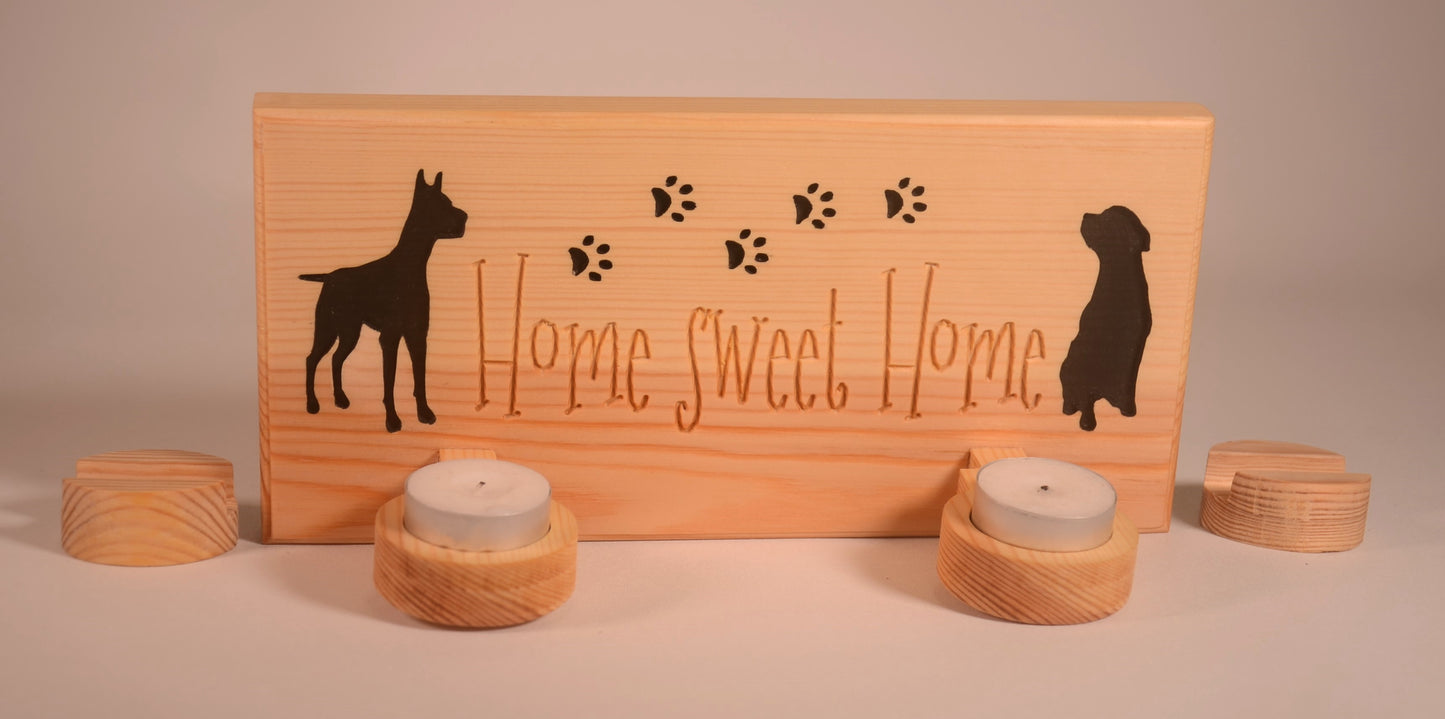 Dog Design Wooden Tea Light