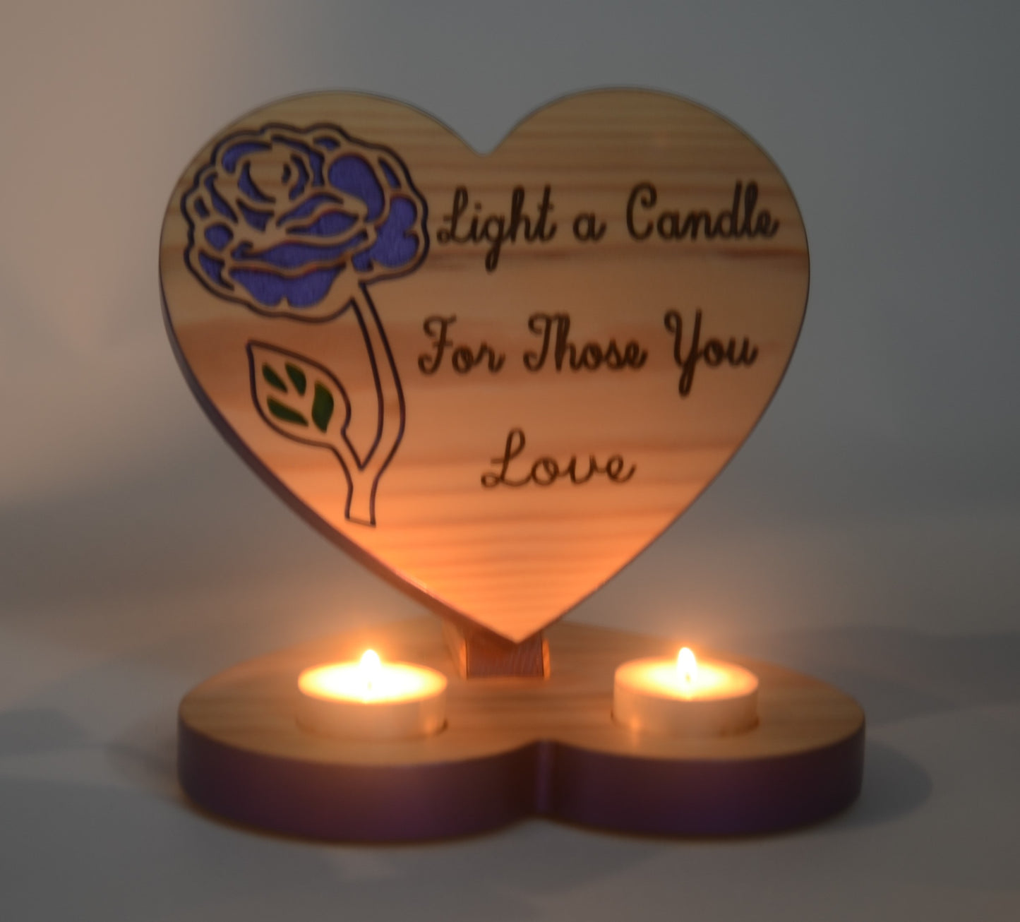 Wooden Rose Engraved Tea Light