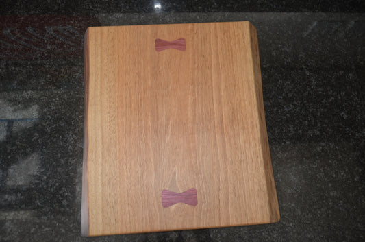 Walnut with Purple Heart Bow Tie Chopping Board