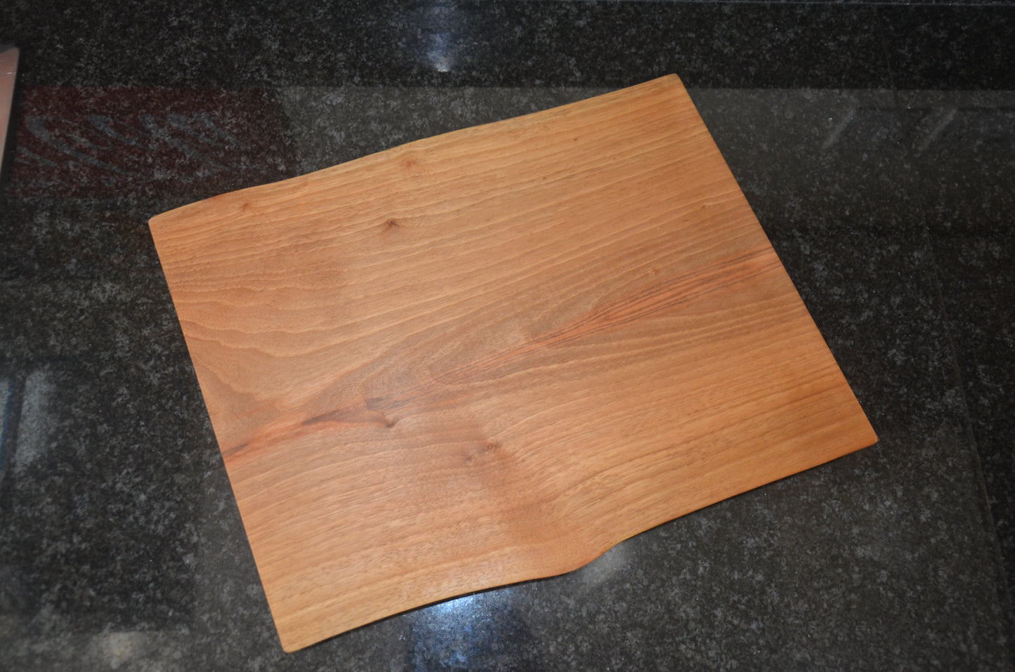 Walnut Chopping Board with Purple Heart and Cherry Bow Tie Inlays.