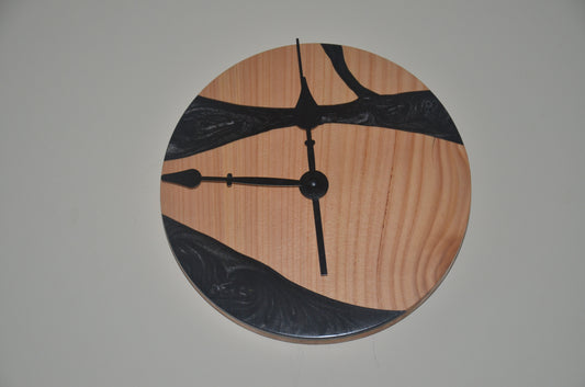Black Resin and Elm Wood Clock